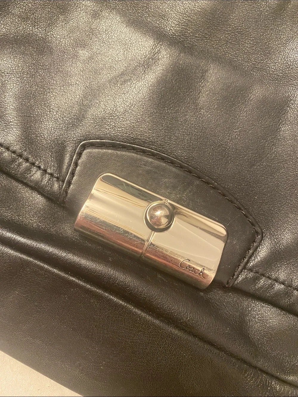 Coach Black Leather Crossbody with Turn-Lock Accent